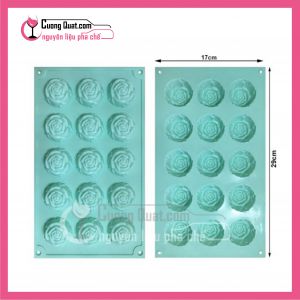 Khay Silicon Hình Bông Hồng (15 Hoa)