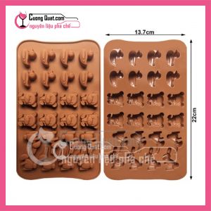 (DC) Khay Silicon Nâu Vịt + Gấu + Thỏ (24 Con)