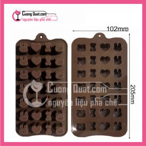 (DC) Khay Silicon Nâu Thỏ + Gấu + Tim + Nơ