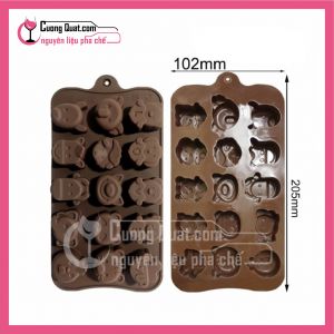 (DC) Khay Silicon Nâu Mặt Động Vật