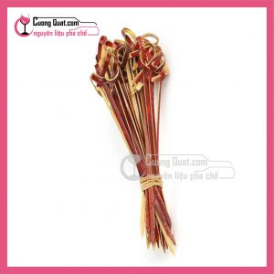 (DC) Tăm Tre Xiên Trái Cây Thắt Nút Đỏ 100 Cái – 12cm