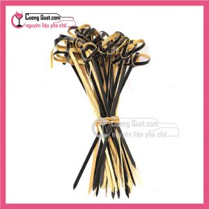 (DC) Tăm Tre Xiên Trái Cây Thắt Nút Đen 100 Cái – 12cm