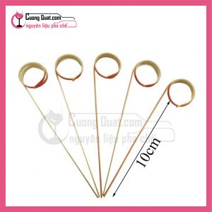 (DC) Tăm Tre Xiên Trái Cây Đuôi Tròn Đỏ 100 Cái – 12cm