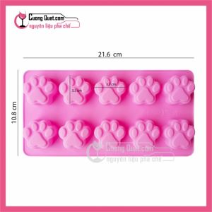 (DC) Khuôn Silicon Hình Dấu Chân Thú Cưng 10 Ô (QT)