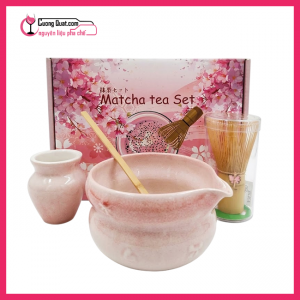 (DC) Bộ dụng cụ đánh Matcha 4 Chi Tiết - Màu Hồng